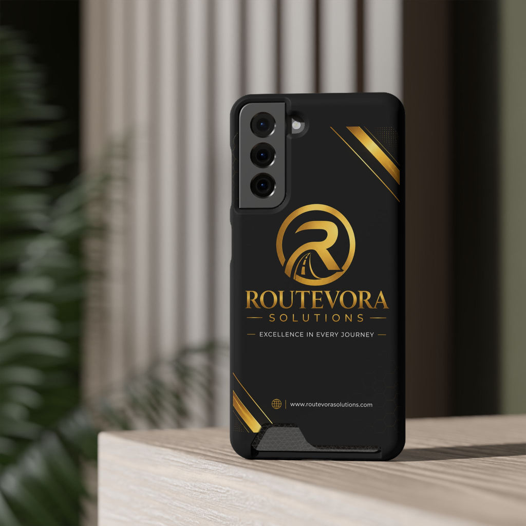 RouteVora Solutions Premium Card Holder Phone Case  Black & Gold Business Edition