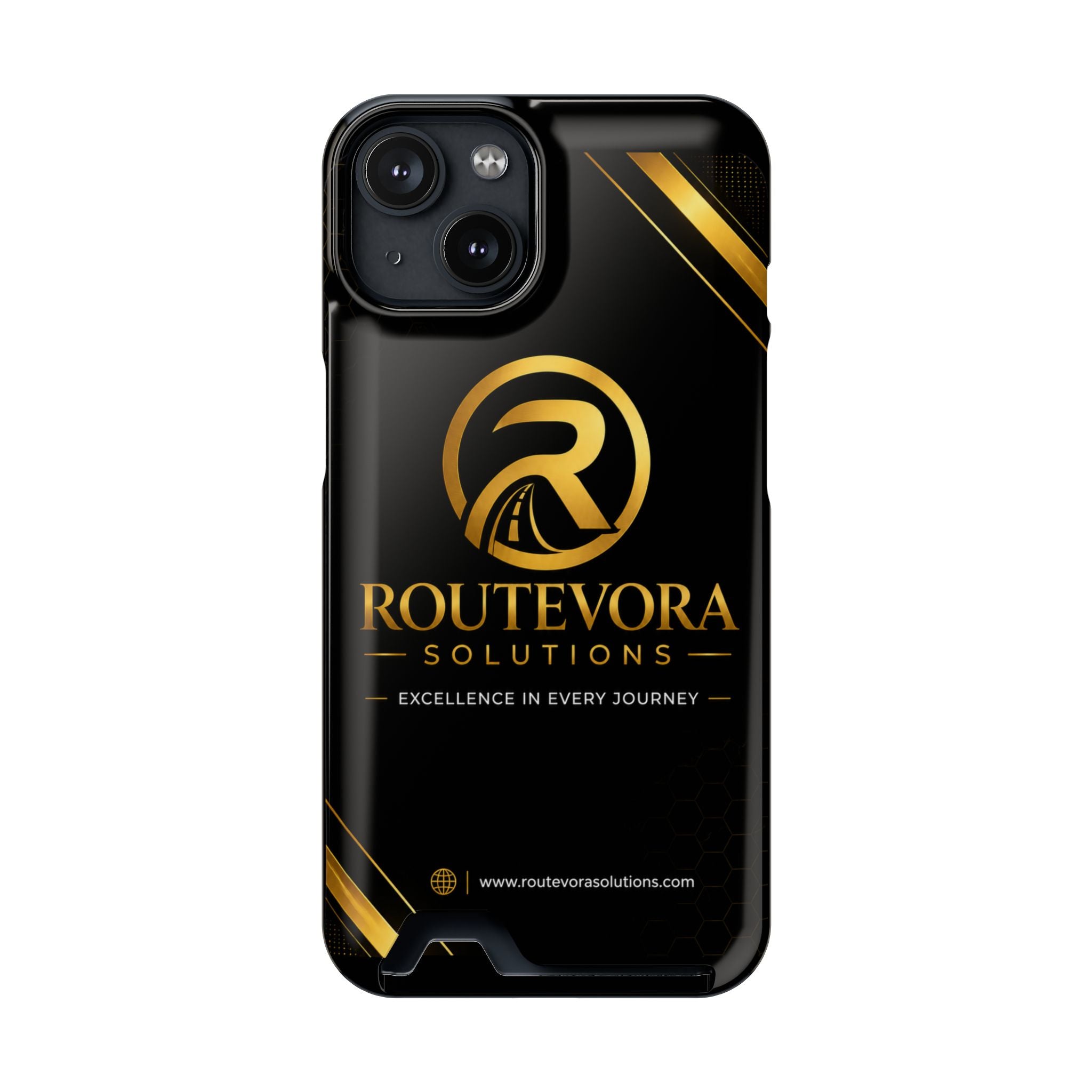RouteVora Solutions Premium Card Holder Phone Case  Black & Gold Business Edition