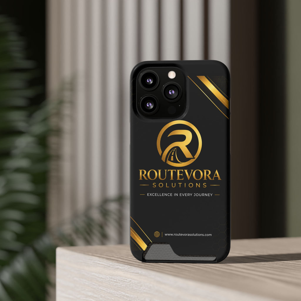 RouteVora Solutions Premium Card Holder Phone Case  Black & Gold Business Edition