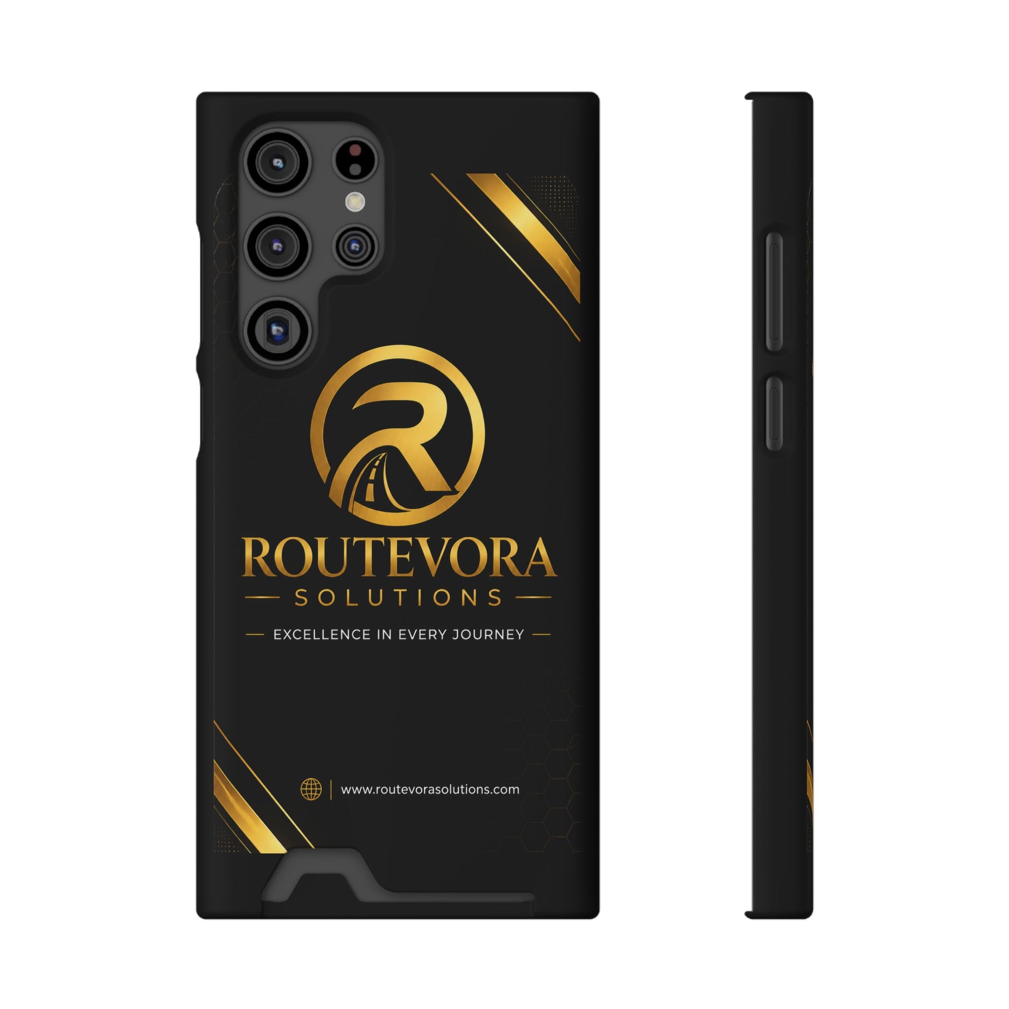 RouteVora Solutions Premium Card Holder Phone Case  Black & Gold Business Edition